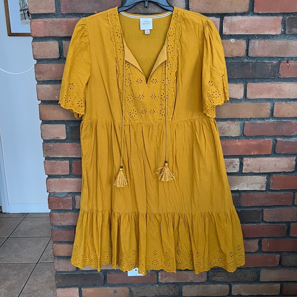 Knox Rose Mustard Yellow Eyelet Dress